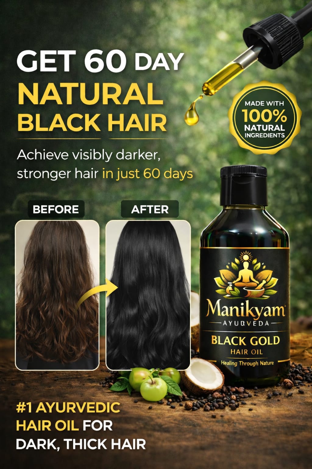 Garuda Black Gold Hair Oil- Ayurveda Oil 60day challenging