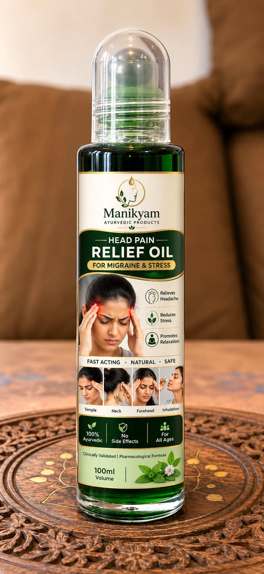 Manikyam Ayurvedic Relief Oil Combo Pack (Sinus 10ml + Head Pain oil 10ml