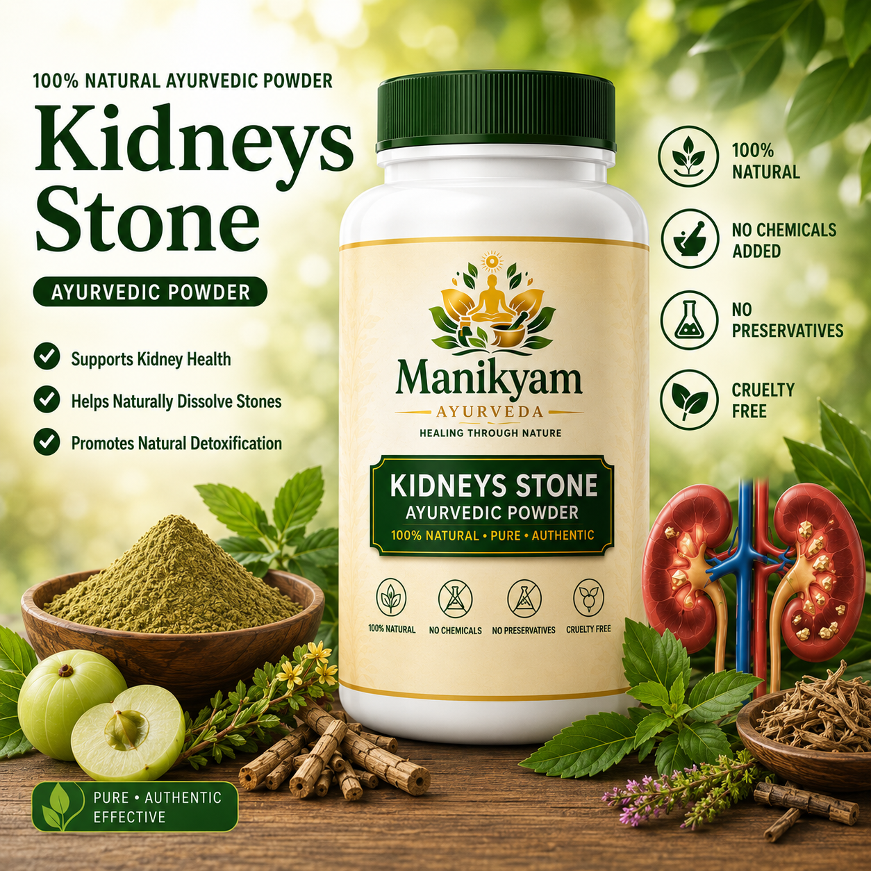 MANIKYAM KIDNEYS STONE AYURVEDIC POWDER 30DAYS CHALLENGE