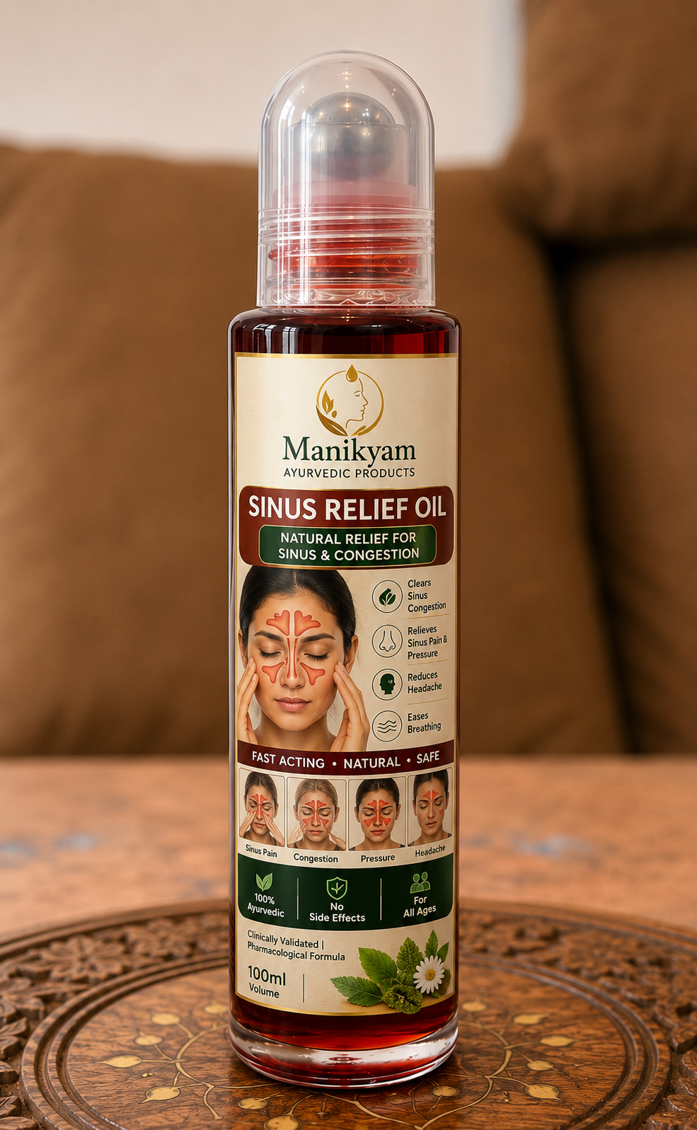 Manikyam Ayurvedic Relief Oil Combo Pack (Sinus 10ml + Head Pain oil 10ml